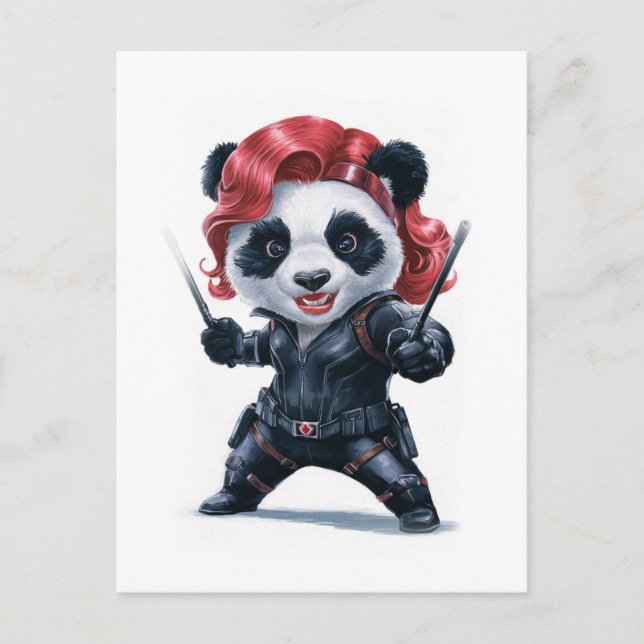 Best Female Action Panda Movie Character on a  Holiday Postcard (Front)
