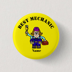 Best Female Mechanic with Tire and Wrench Button