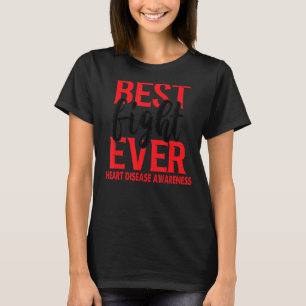 Best Fight Ever Heart Disease Awareness Red Ribbon T-Shirt