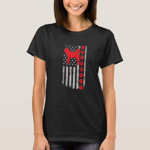 Best Firefighter Huskita Mom Dad Ever Us Flag Dog  T-Shirt
