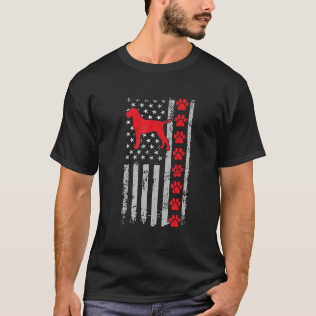 Best Firefighter Pudelpointer Mum Dad Ever Us Flag T-Shirt (Front)