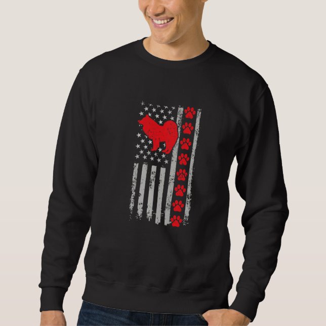Best Firefighter Samoyed Mum Dad Ever Us Flag Dog  Sweatshirt (Front)
