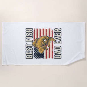 Best Fish Dad Ever Vintage Goldfish Shirt Design_1 Beach Towel