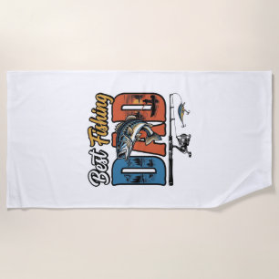 Best Fishing Dad Vintage Engraving Shirt Design_1 Beach Towel