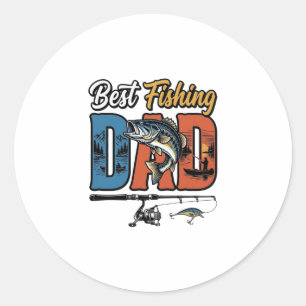 Best Fishing Dad Vintage Engraving Shirt Design_1 Classic Round Sticker