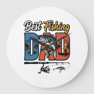 Best Fishing Dad Vintage Engraving Shirt Design_1 Large Clock