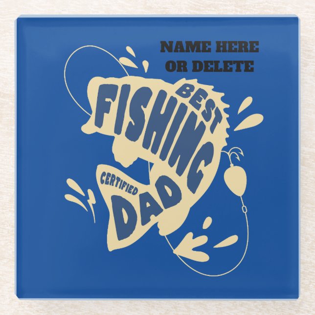 Best Fishing Dad with editable name Glass Coaster (Front)