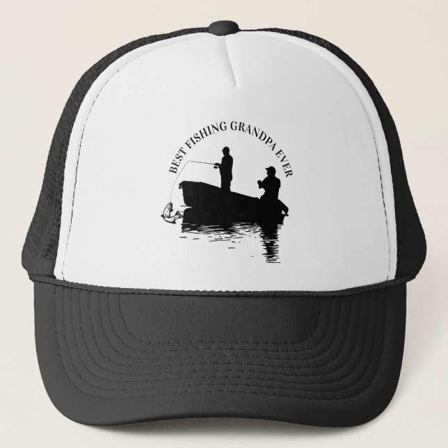 Best Fishing Grandpa Ever Father's Day Grandfather Trucker Hat (Front)
