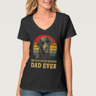 Best Flat Coated Retriever Dad Ever Dog  Retro Vin T-Shirt