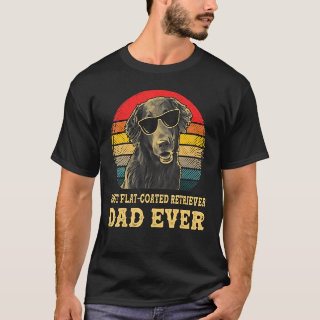Best Flat Coated Retriever Dad Ever Dog  Retro Vin T-Shirt (Front)