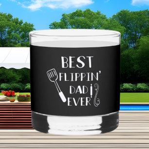 Best flippin Dad ever bbq word art Whiskey Glass