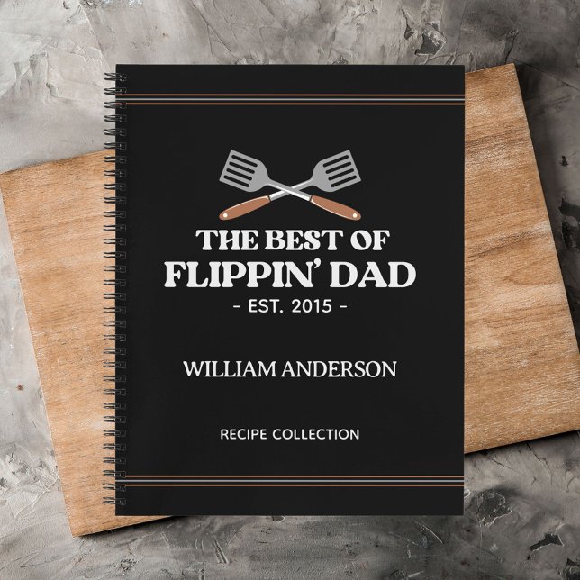 Best Flippin Dad Spatula Funny Retro Recipe Notebook (In situ)