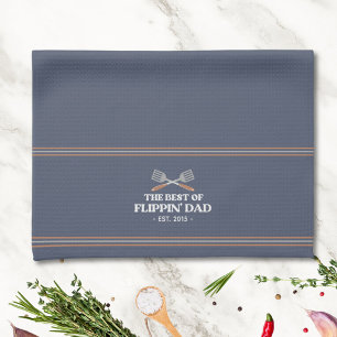 Best Flippin Dad Spatula Funny Retro  Tea Towel