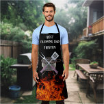 Best Flipping Dad Flame Name Monogram Grill BBQ  Apron<br><div class="desc">This design may be personalised by choosing the customise option to add text or make other changes. If this product has the option to transfer the design to another item, please make sure to adjust the design to fit if needed. Contact me at colorflowcreations@gmail.com if you wish to have this...</div>