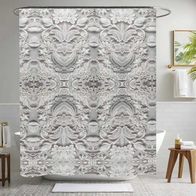 Best Floral White Shower Curtain Style 2 (Creator Uploaded)