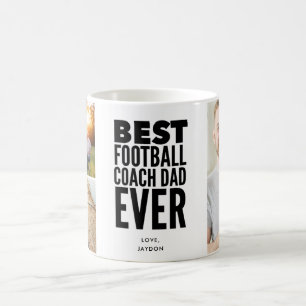 Best Football Coach Dad Ever Photo Collage Coffee Mug