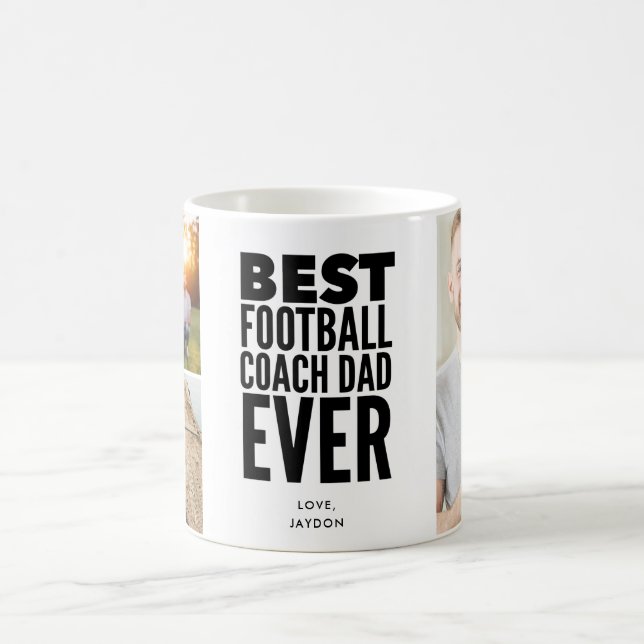 Best Football Coach Dad Ever Photo Collage  Coffee Mug (Center)