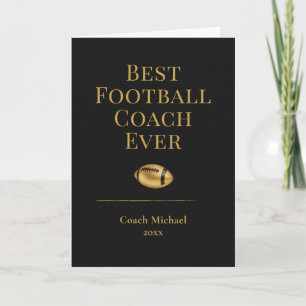 Best Football Coach Ever Elegant Black Gold Gift Thank You Card