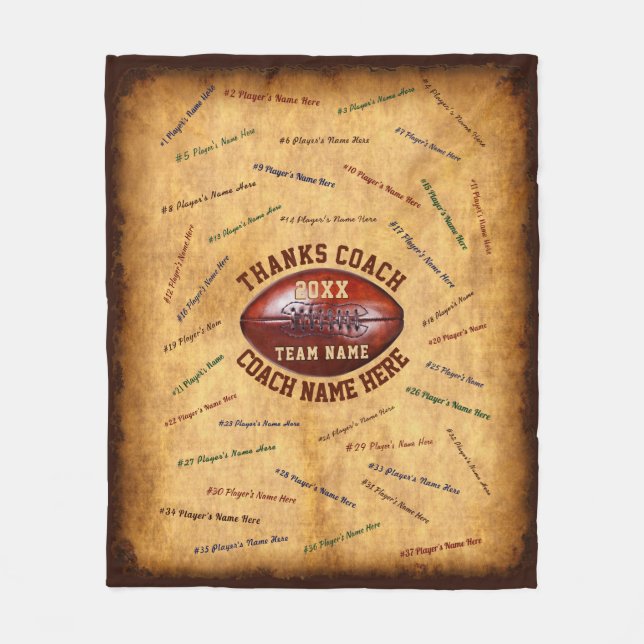 Best Football Coach Gifts, ALL Player's Signatures Fleece Blanket (Front)