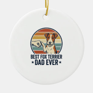 Best Fox Terrier Dad Ever Vintage Dog Lover Shirt_ Ceramic Tree Decoration