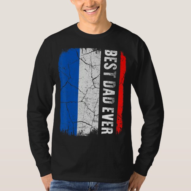 Best French Dad Ever France Flag Father's Day T-Shirt (Front)