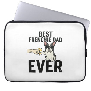 Best Frenchie Dad Ever Funny Bulldog Shirt Design_ Laptop Sleeve