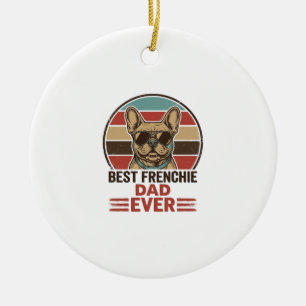 Best Frenchie Dad Ever Vintage Bulldog Shirt_1 Ceramic Tree Decoration