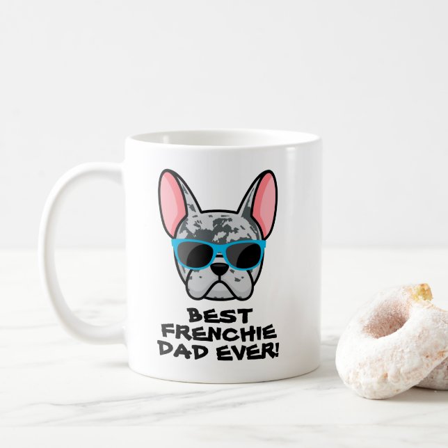 Best Frenchie Dad Father's Day Blue Merle Frenchie Coffee Mug (With Donut)