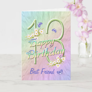 Best Friend 13th Birthday Butterfly Garden Card