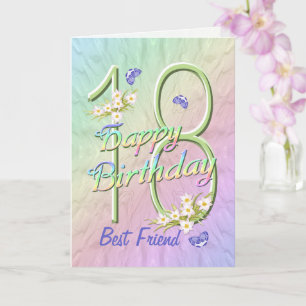 Best Friend 18th Birthday Butterfly Garden Card