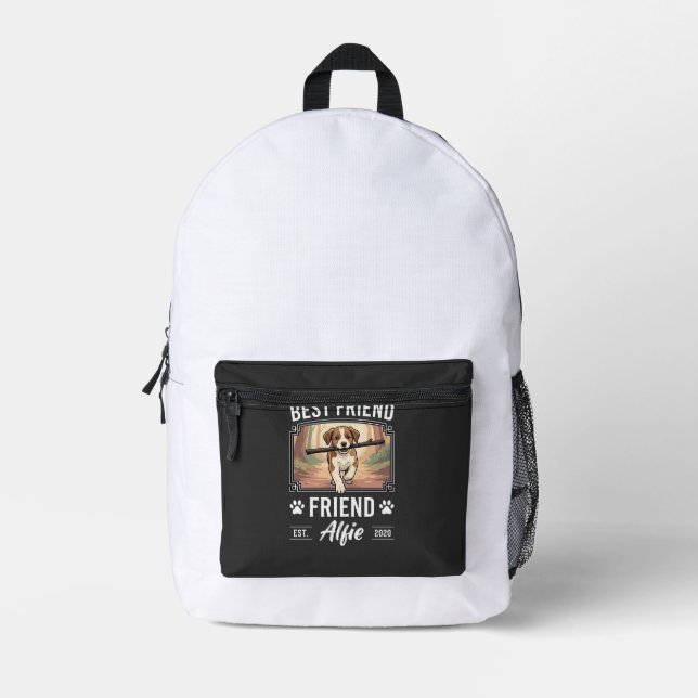 Best Friend Alfie Dog Lover Printed Backpack (Front)