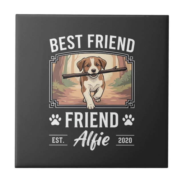 Best Friend Alfie Dog Lover Tile (Front)