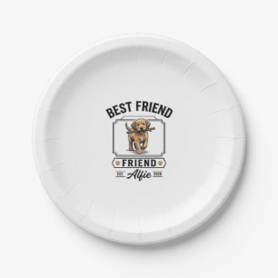 Best Friend Alfie Vintage Dog Lover Design_1 Paper Plate