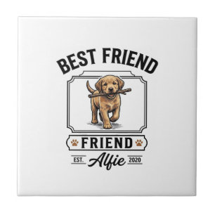 Best Friend Alfie Vintage Dog Lover Design_1 Tile