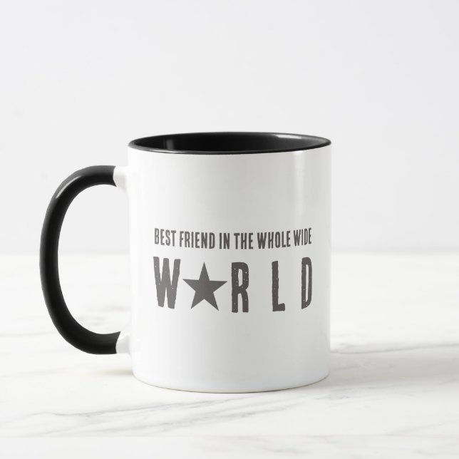 Best Friend and Star in Carbon Grey Typography Mug (Left)
