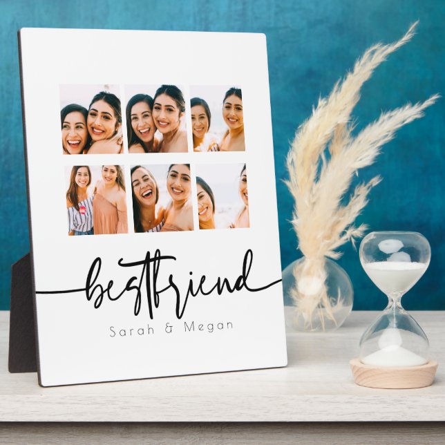 Best friend bestie 6 photo collage gift plaque (Side)