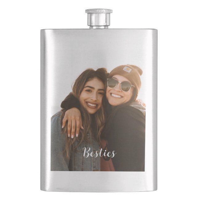 Best Friend Besties Custom Photo Hip Flask (Front)