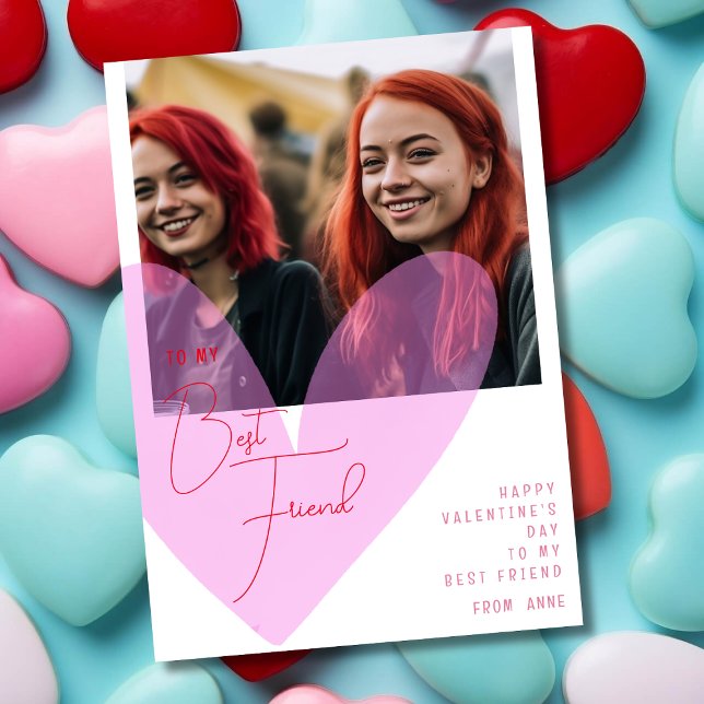 Best friend bff heart Valentine's day photo Holiday Card (Creator Uploaded)