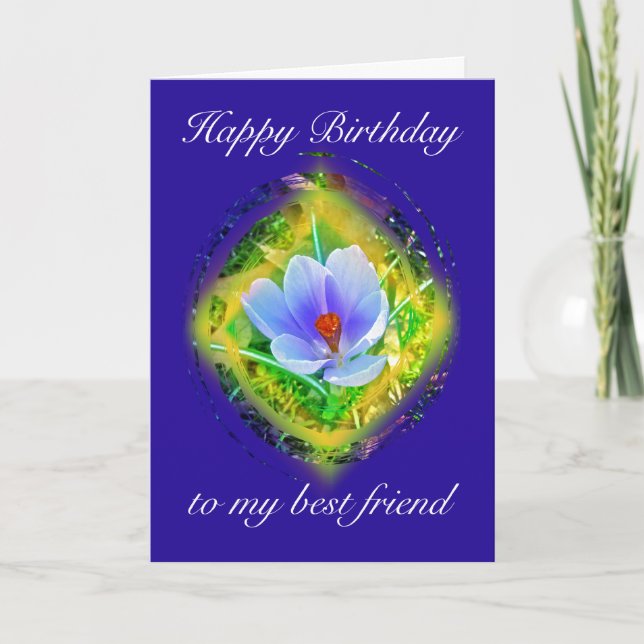 Best Friend Birthday Blue Crocus Card (Front)