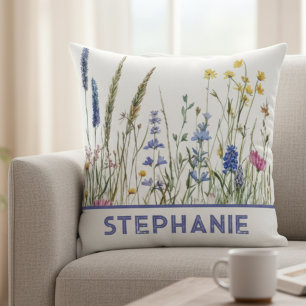 Best Friend Birthday Wildflower Botanical Floral Cushion