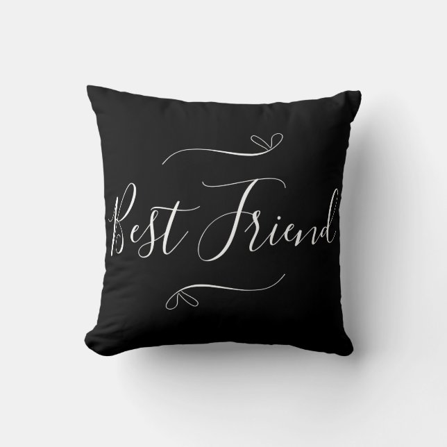 Best Friend Black and White Minimal Modern Script Cushion (Front)