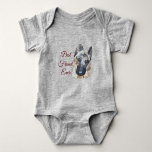 Best Friend Black Tan Realistic German Shepherd Baby Bodysuit