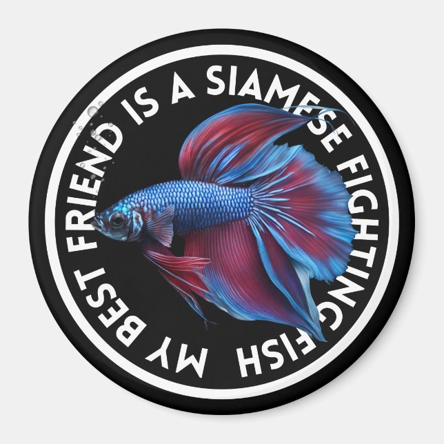 Best Friend Blue Red Betta Fish Magnet (Front)
