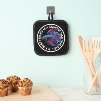 Best Friend Blue Red Betta Fish Pot Holder