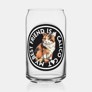Best Friend Calico Cat Can Glass