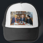 Best Friend Cap !<br><div class="desc">Make a bold statement and spark some conversations with this hilarious, satirical cap! Featuring a high-quality, vibrant cartoon illustration of Donald Trump, Benjamin Netanyahu, and Masoud Pezeshkian sharing a laugh under the ironic "WE ARE BEST FRIENDS!" banner. Perfect for meme lovers, political junkies, or anyone with a sharp sense of...</div>