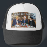 Best Friend Cap !<br><div class="desc">Make a bold statement and spark some conversations with this hilarious, satirical cap! Featuring a high-quality, vibrant cartoon illustration of Donald Trump, Benjamin Netanyahu, and Masoud Pezeshkian sharing a laugh under the ironic "WE ARE BEST FRIENDS!" banner. Perfect for meme lovers, political junkies, or anyone with a sharp sense of...</div>