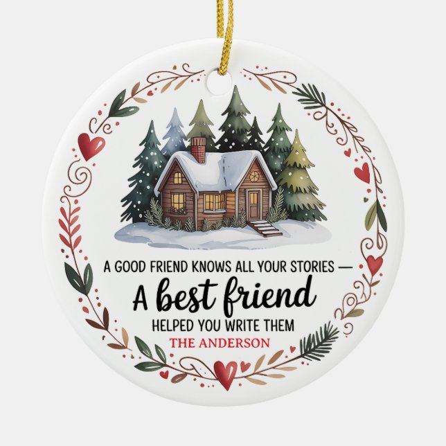 Best Friend Christmas | Personalised Holiday Ceramic Tree Decoration (Front)