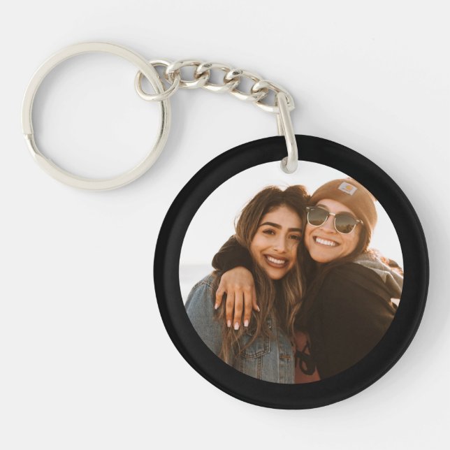 Best Friend Custom Photo Create your own Black Key Ring (Front)