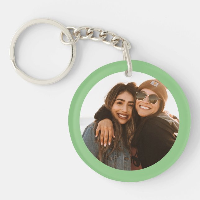 Best Friend Custom Photo Create your own green Key Ring (Front)